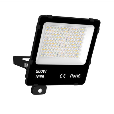 200W Outdoor LED Floodlight 3000K ? 30,000 lm, 90�, CRI80, PIR Motion Sensor