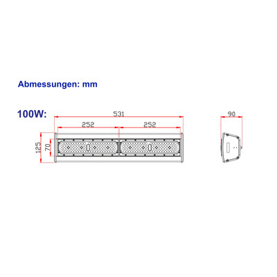 LED Hallenleuchte K5 Linear 100W 90� 150lm/W IK10 IP65 4000K dimmbar