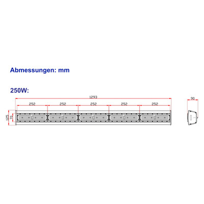 LED Hallenleuchte K5 Linear 250W 90� 150lm/W IK10 IP65 4000K dimmbar