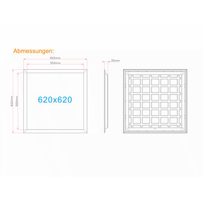 Back-Lit LED Panel 620x620mm 18-25W 6000K CRI>80 200lm/W UGR<19