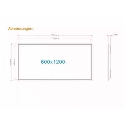 Back-Lit LED Panel 1200x600mm 18-25W CRI>80 200lm/W UGR<22