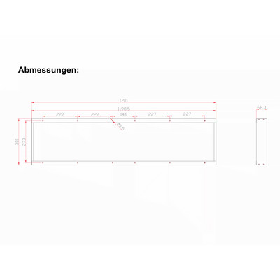 Aufbaurahmen 68mm wei� f�r Back-Lit LED Panel 120x30cm