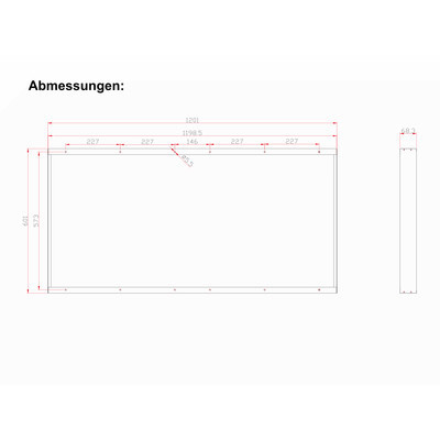 Mounting frame, 68 mm, white, for Back-Lit LED panel 120x60 cm