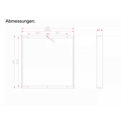 Black mounting frame, 68 mm high, for back-lit LED panel