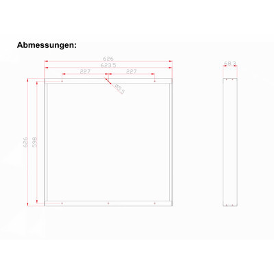 Black mounting frame, 68 mm high, for back-lit LED panel