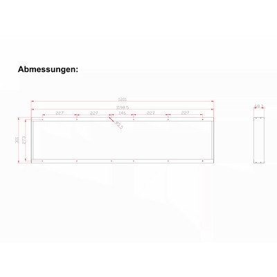 Black mounting frame, 68 mm high, for back-lit LED panel