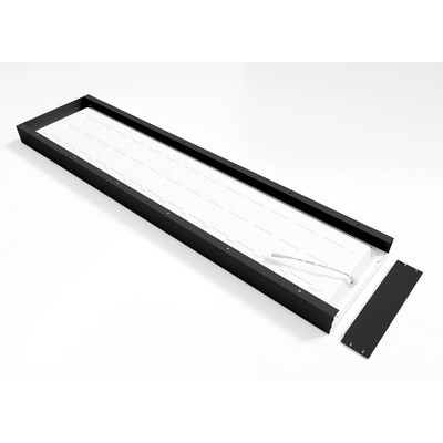Black mounting frame, 68 mm high, for back-lit LED panel 120x30 cm