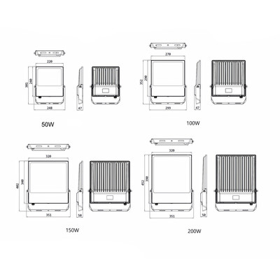 Extreme 3 LED Floodlight 100W/75W/50W 180 lm/W 3000K/4000K/5000K