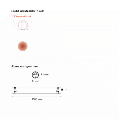 Quattro IP69K Tri-Proof-Leuchte 60W IP69 IK10 9000lm 4000K 1,5m
