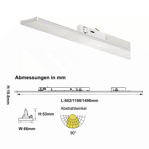 AXIS LED linear track light, 1.5 m, 3000/4000/5000 K, black, 66W