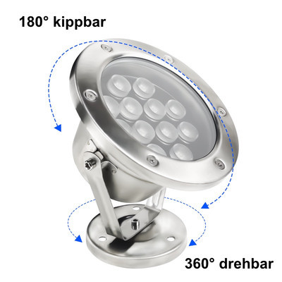 Underwater LED spotlight, 3W, 4000 K, IP68, stainless steel, 24V