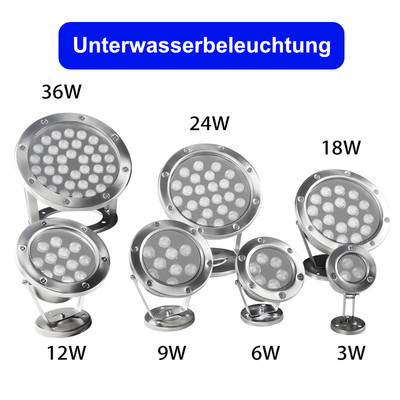 Underwater LED spotlight, 6W, 4000 K, IP68, stainless steel, 24V