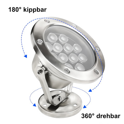 Unterwasser-LED-Strahler 12W 4000K IP68 Edelstahl 24V