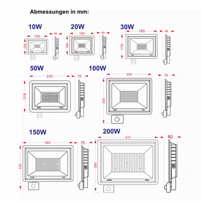 LED Strahler D6 mit Infrarot-Bewegungssensor 120� IP66 150W