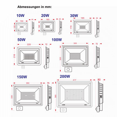 LED spotlight D6 with infrared motion sensor 120� IP66 10W 6000K