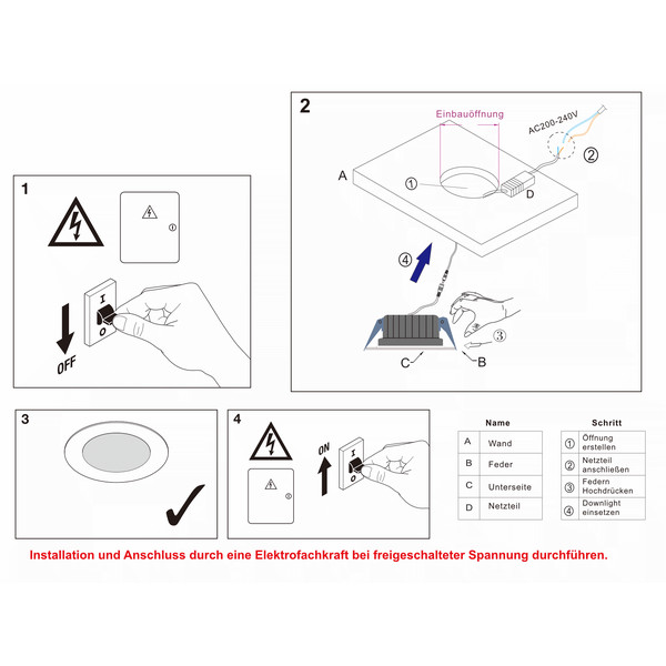 DL6 LED Einbau Downlight 30W � 200mm 120� 3000K Warmwei�