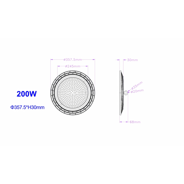 D4 UFO LED-Hallenstrahler 200W 24.000lm 90� IP65 4000K