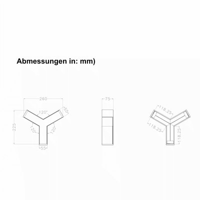 Y-connector 120� for LED linear light 10W 3000K/4000K/6000K black