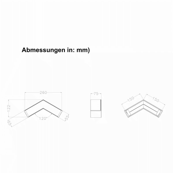 L-connector 120� for LED linear light 8W black 4000K