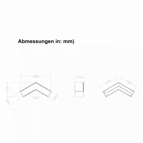 L-Verbinder 120� f�r LED-Linearleuchte 8W wei� 3000K