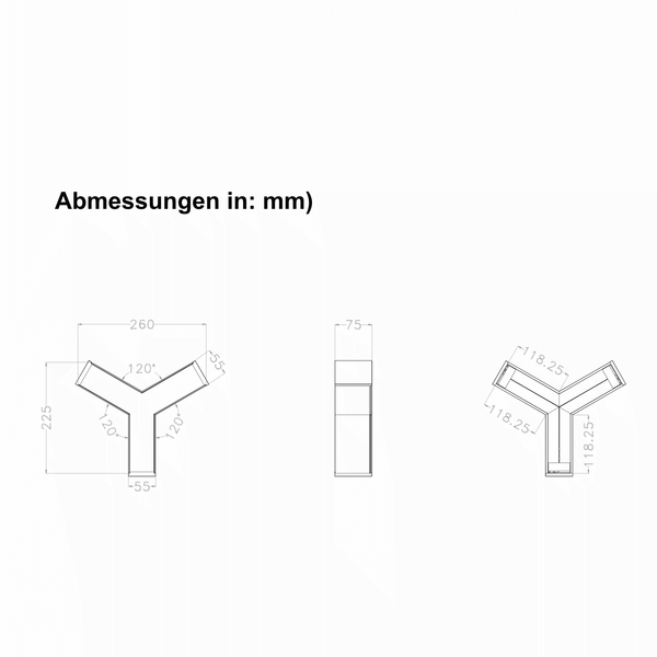 Y-Verbinder 120� f�r LED-Linearleuchte 10W schwarz 3000K