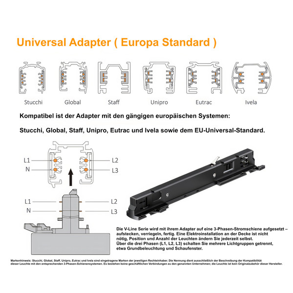 LED VU1 linear light 30� adjustable 1152mm black 145lm CRI>90 3000K