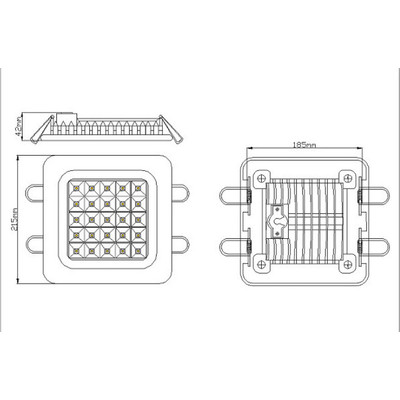 LED Einbauspot Square Wei 25W 185x185mm 120 Bridgelux LEDs