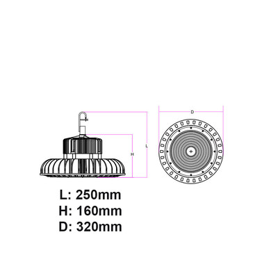LED Hallenleuchte Compact II 200W 30.000lm CREE LEDs 120° 5K