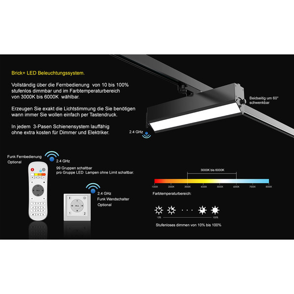 LED Leuchte Brick+ 40W 4800lm 3000-6000K Dimmbar �ber 2.4 GHz.