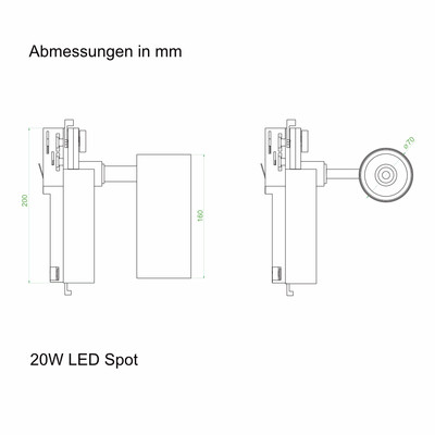 LED Schienenstrahler Spot wei 20W Phillips LED & Netzteil 4000K