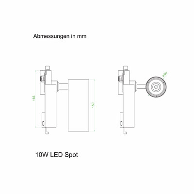 LED Schienenstrahler Spot schwarz 10W Phillips LED & Netzteil 4000K