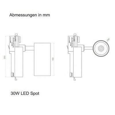 30W LED Track Light Spot Black 3000K ? Philips LED & Driver