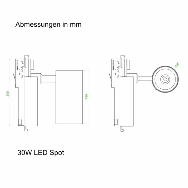 30W LED Track Light Spot Black 4000K ? Philips LED & Driver
