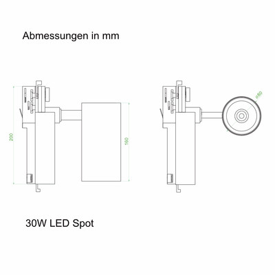 LED Schienenstrahler Spot wei 30W Phillips LED & Netzteil 4000K