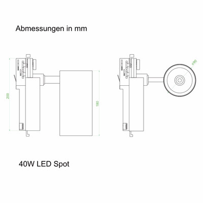 LED Schienenstrahler Spot schwarz 40W Phillips LED & Netzteil 6000K